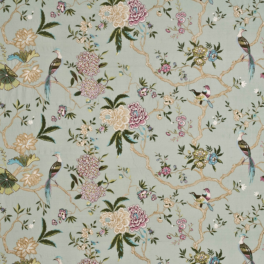 Oriental Bird Embroidery Silk Tygprov