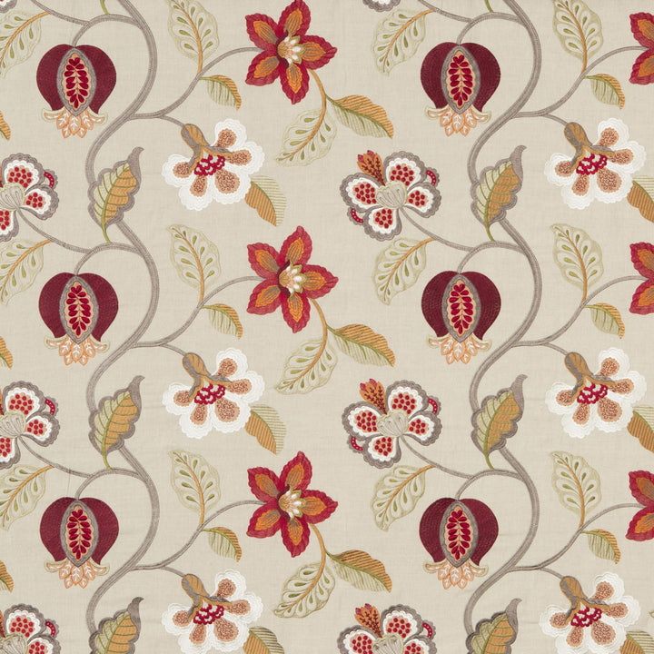 Elvaston Tygprov - Red/Ivory