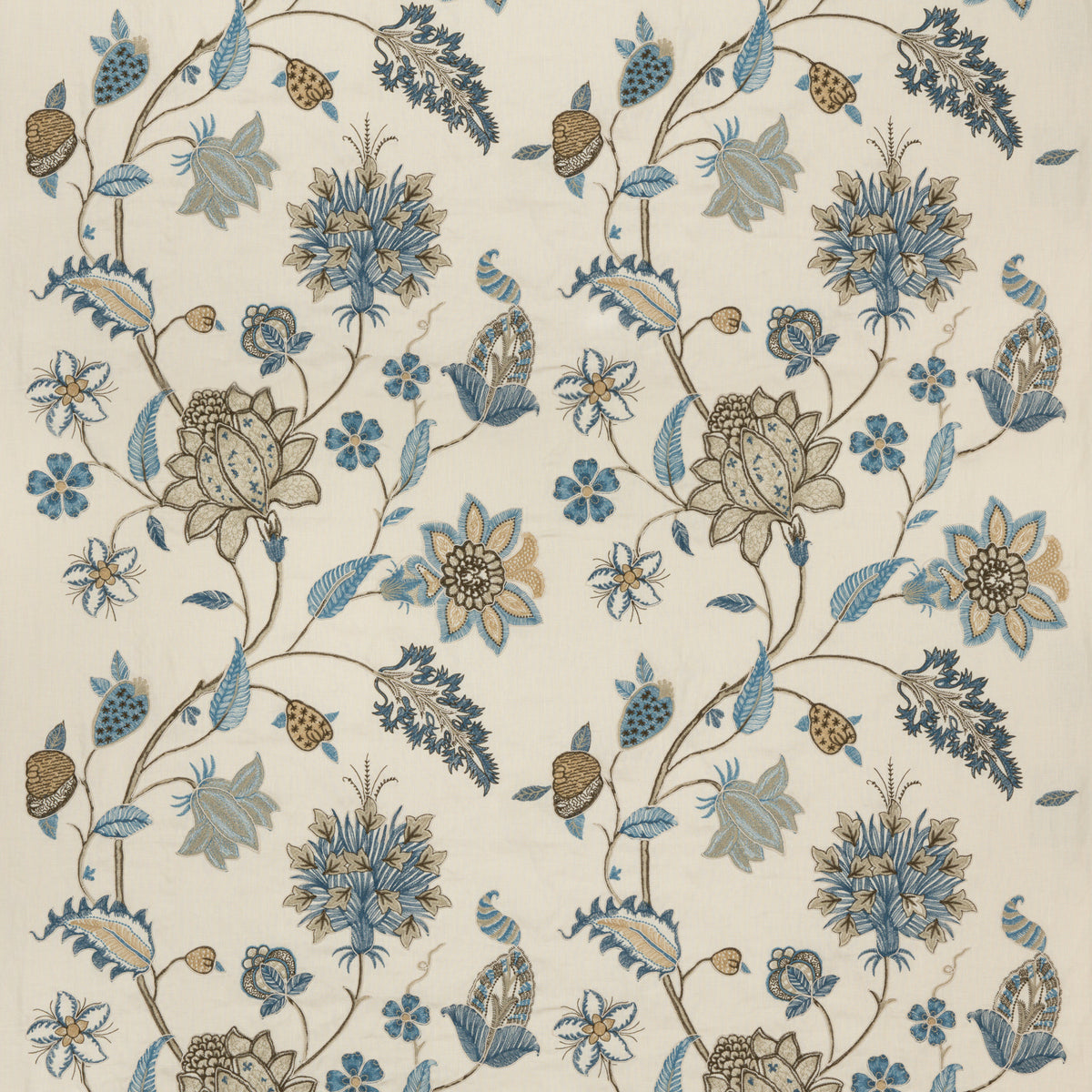 Baker'S Indienne Embroidery Soft Blue tyg