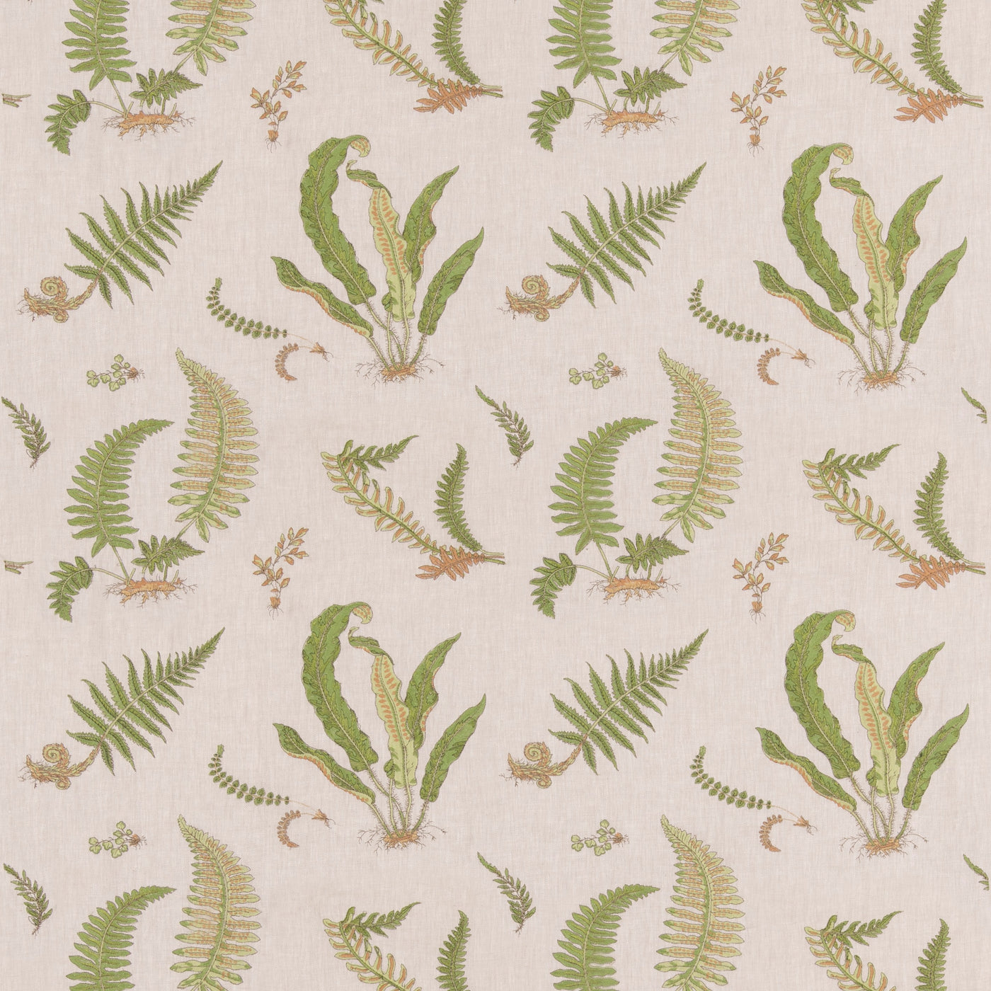Ferns Embroidery — Burford Green/Natural tyg