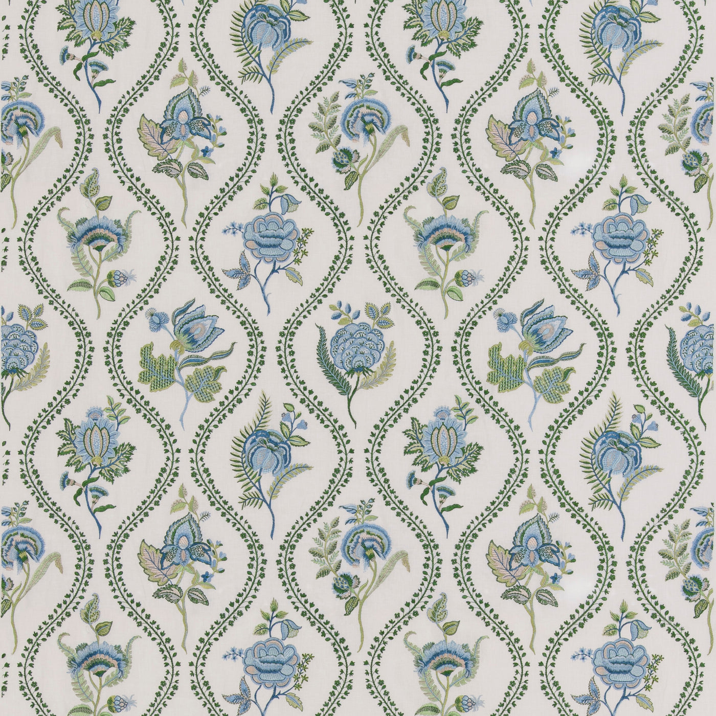 Burford Embroidery Blue/Emerald tyg