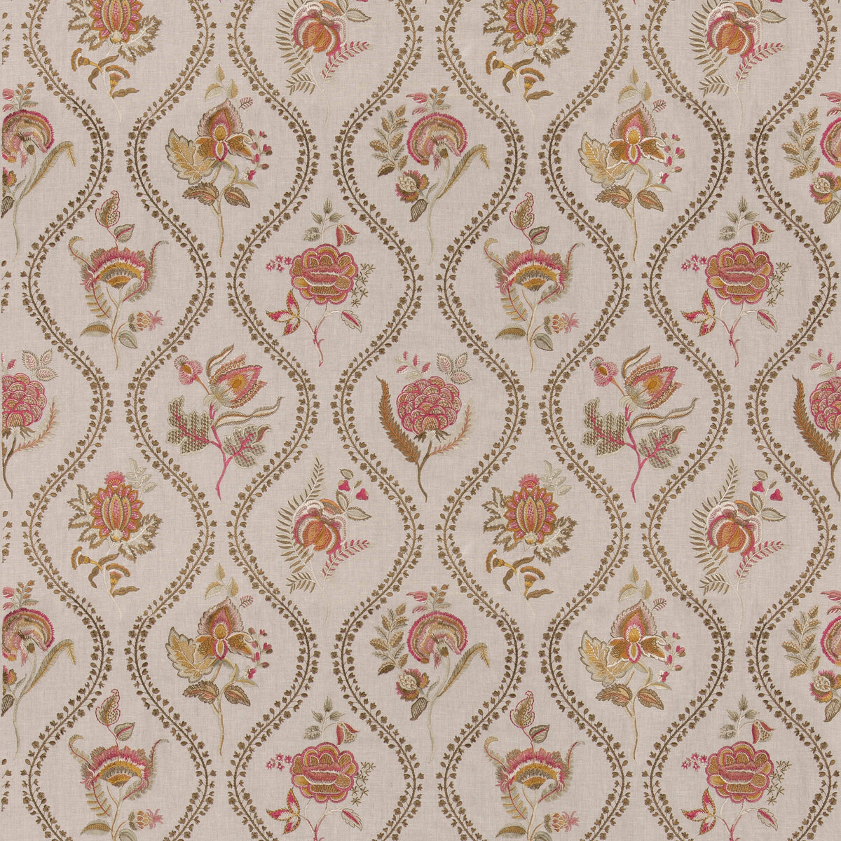 Burford Embroidery Red/Bronze tyg
