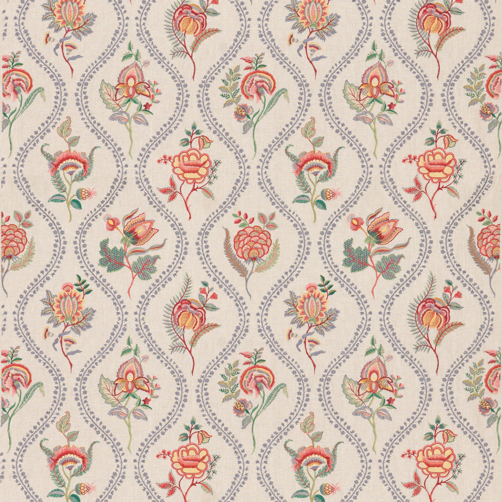 Burford Embroidery Tygprov - Blue/Emerald