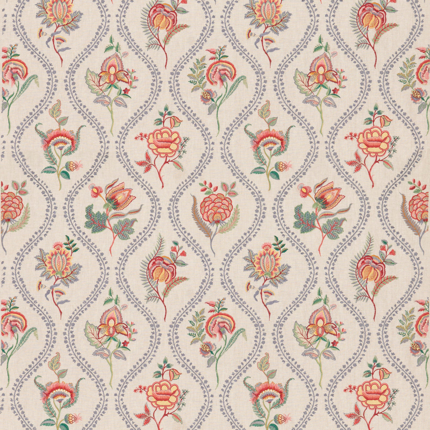 Burford Embroidery Tygprov - Blue/Emerald