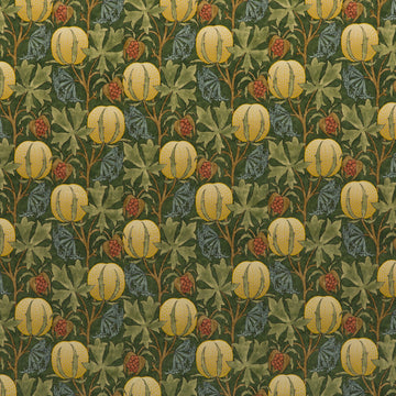 Pumpkins Velvet Tygprov - Green/Terracotta