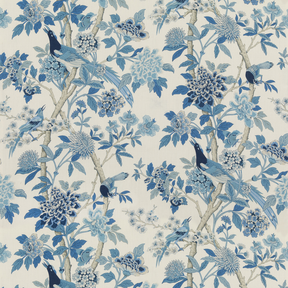 Hydrangea Bird (Archive) Blue tyg