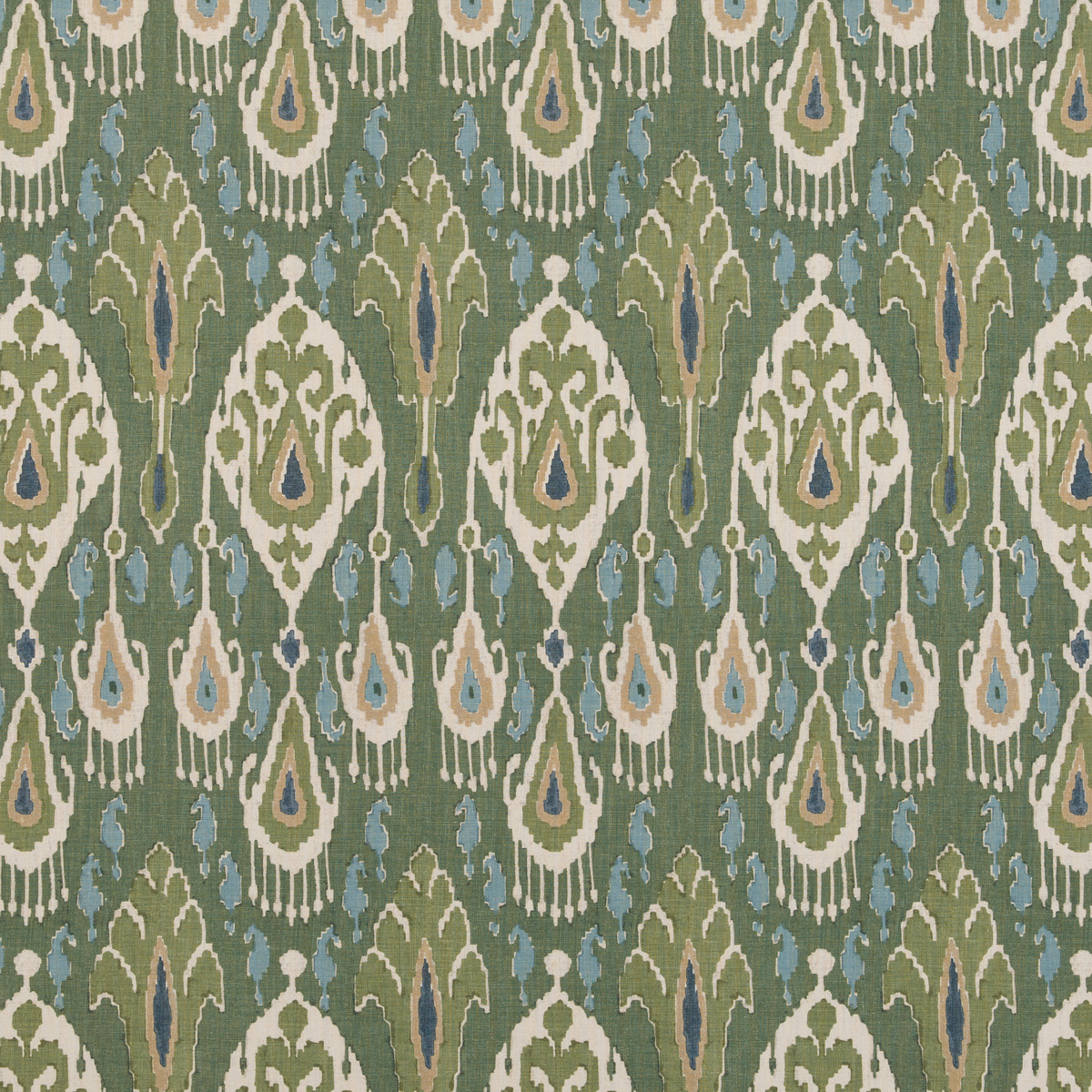Ikat Bokhara Linen Emerald tyg