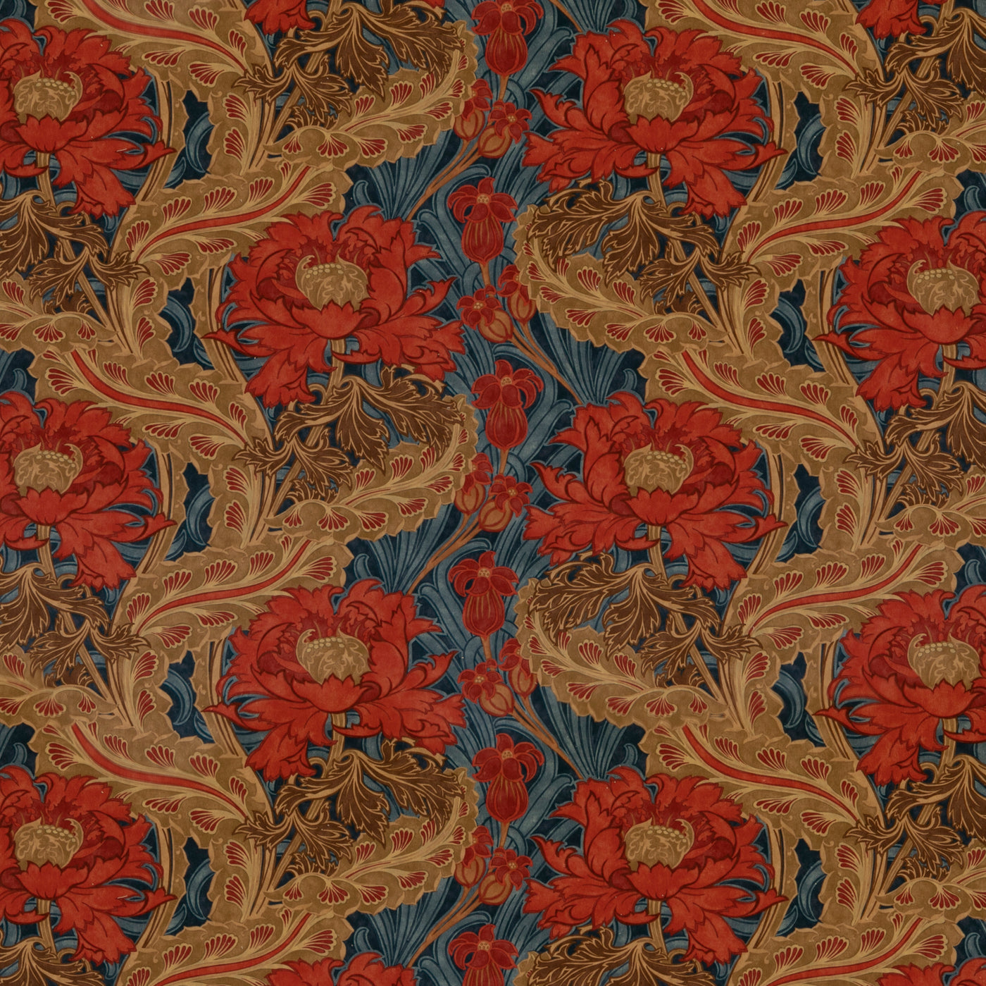 Brantwood Velvet Red/Blue tyg