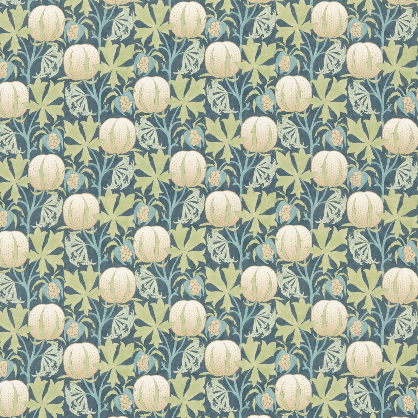 Pumpkins Cotton Green/Blue tyg