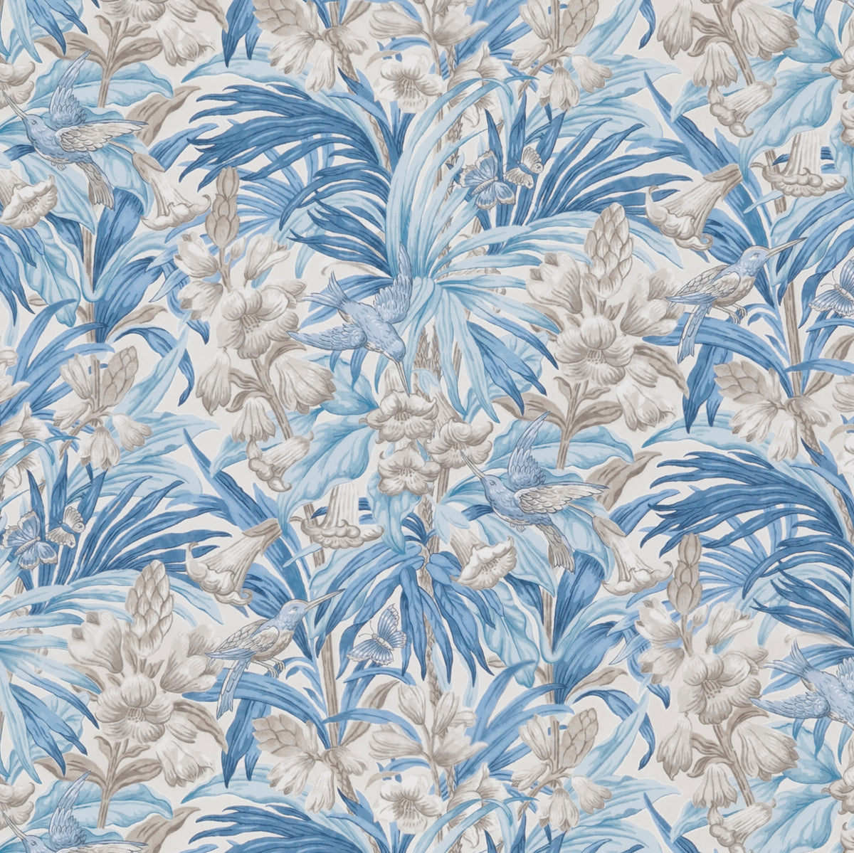 Trumpet Flowers Cotton Blue tyg