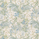 Trumpet Flowers Cotton Blue/Green tyg