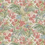 Trumpet Flowers Cotton Tyg - Red/Green
