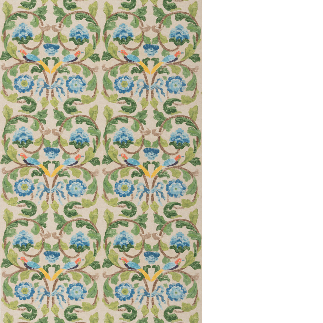 Tudor Rose Tyg - Blue/Green
