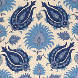 Kashmiri Linen Print Sapphire Blue tyg