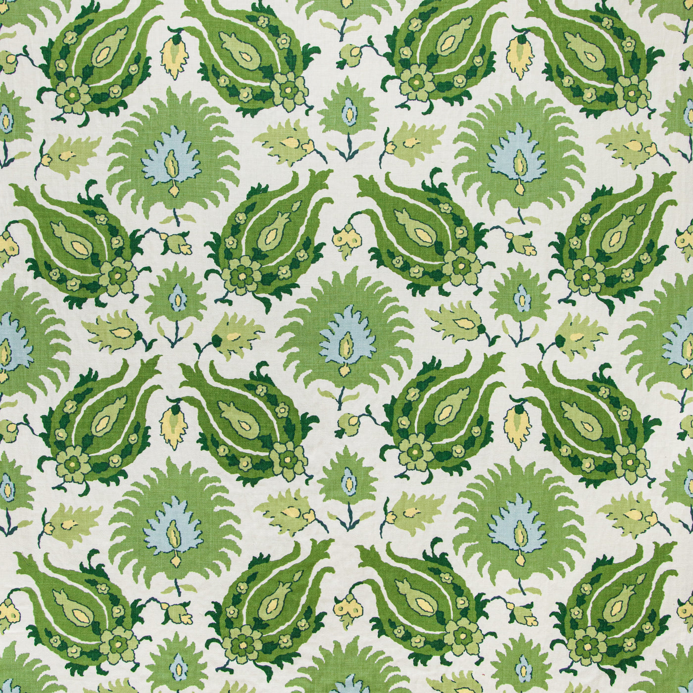 Kashmiri Linen Print Leaf/Aloe tyg