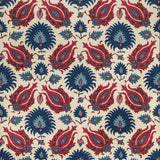 Kashmiri Linen Print Navy/Berry tyg