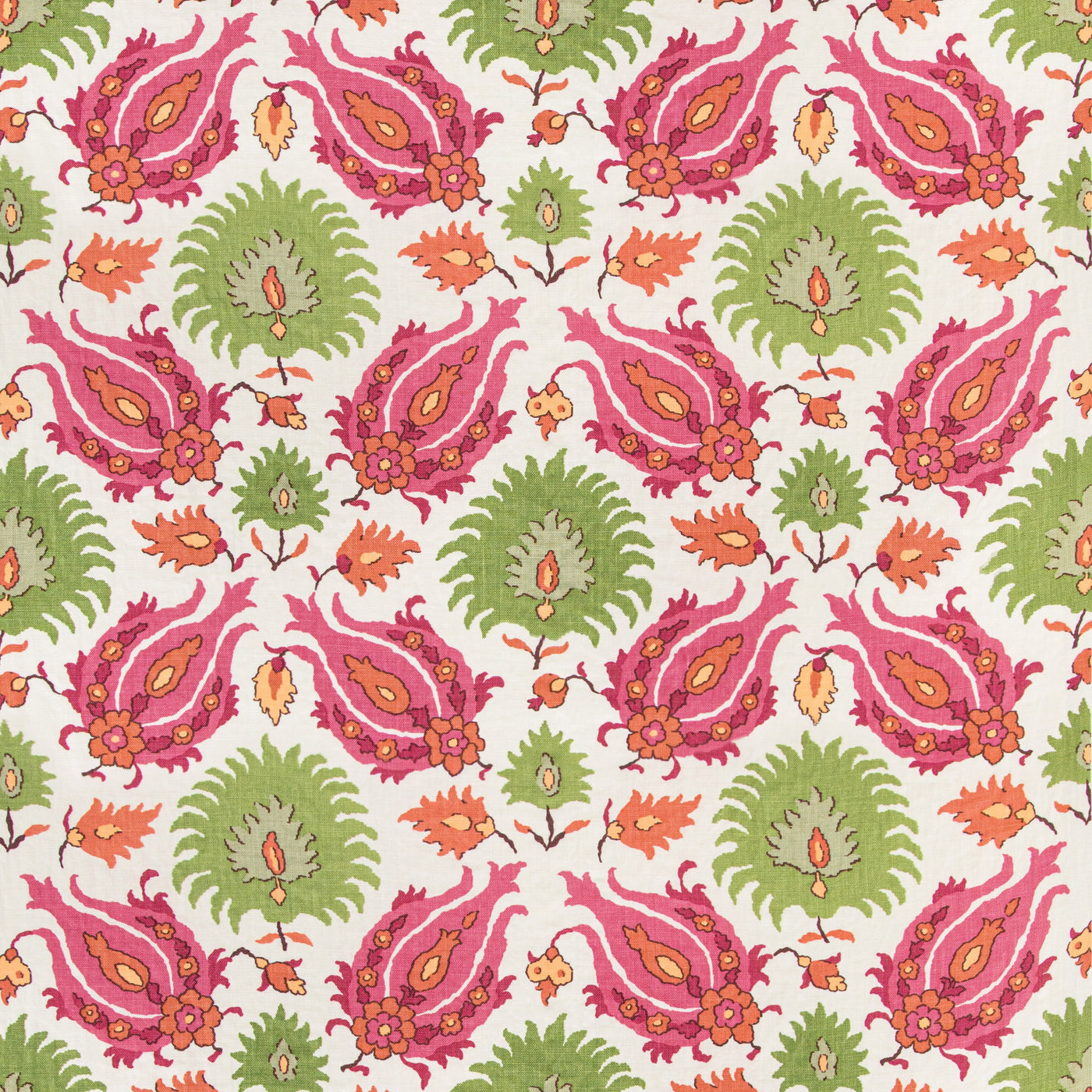 Kashmiri Linen Print Pink/Green tyg