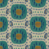Samarkand Cotton and Linen Print Aqua/Blue tyg