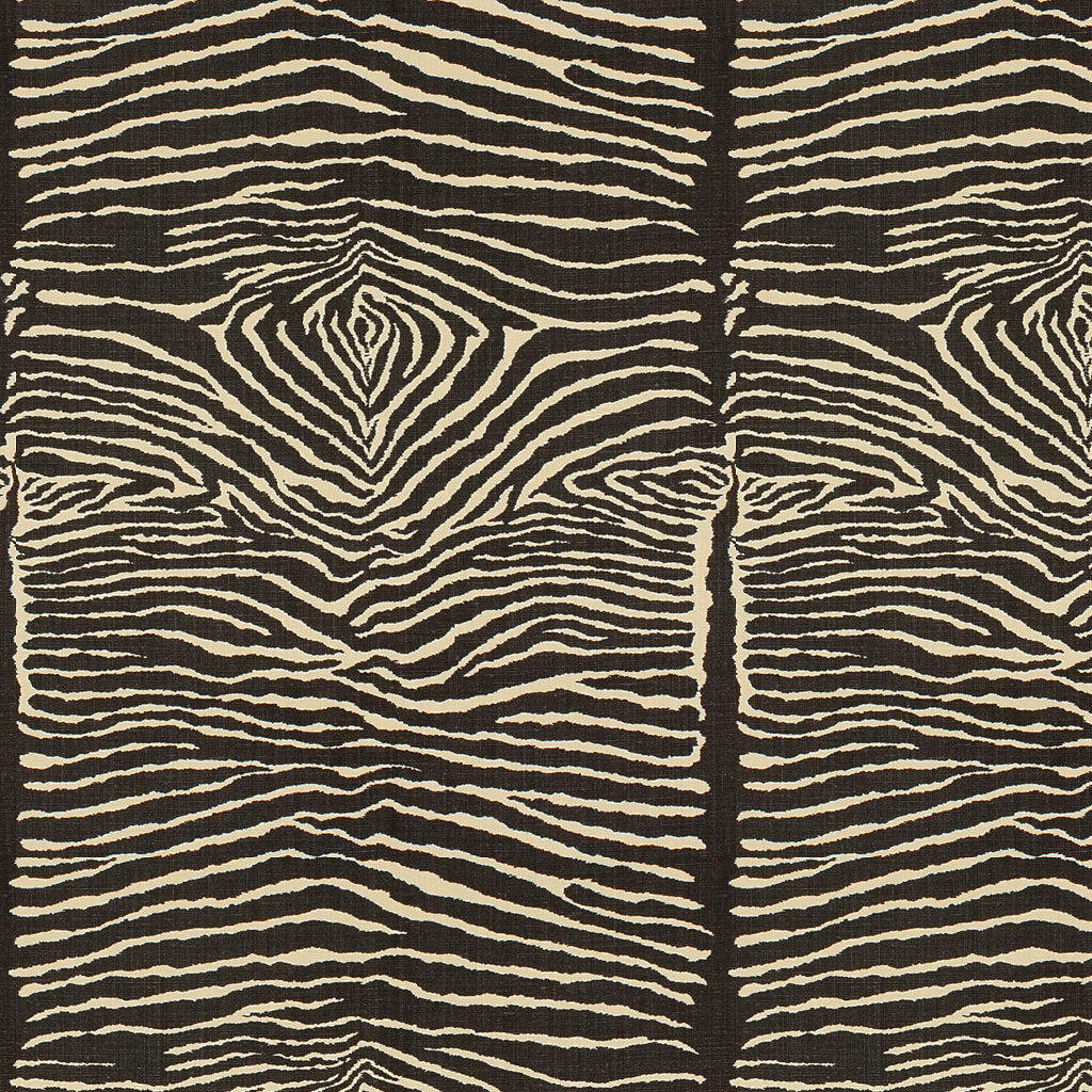 Le Zebre Linen Print Black tyg
