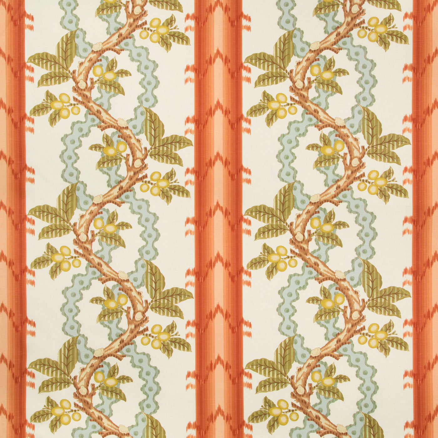 Josselin Cotton and Linen Print Spice/Celadon tyg