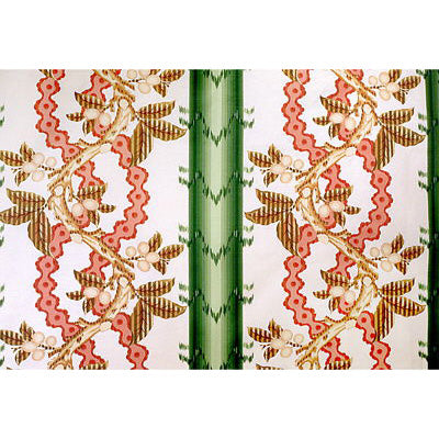 Josselin Cotton and Linen Print Cypress And Coral tyg