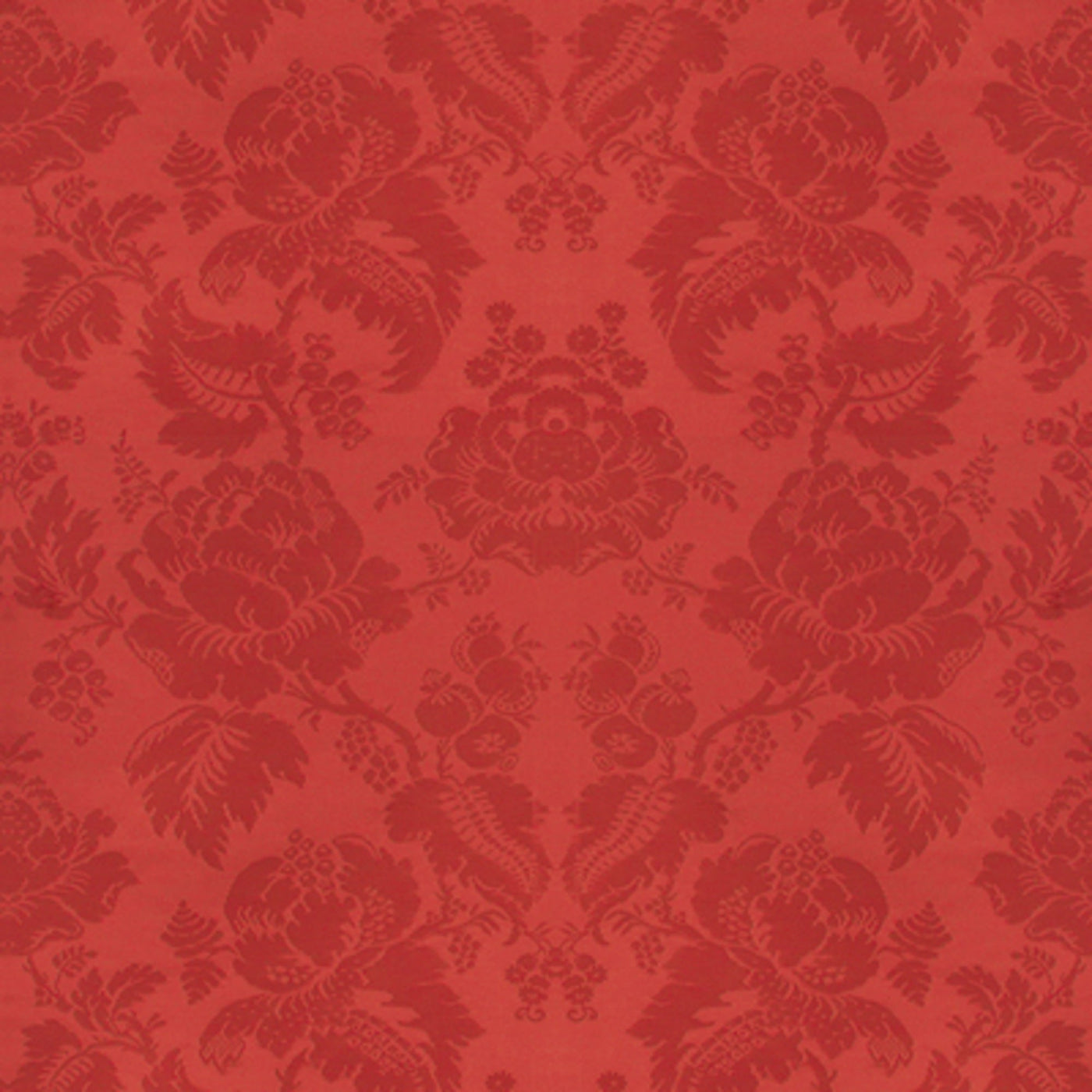 Moulins Damask Tygprov - Rouge/Ivoire Q Or/Ivoire T Mastic U Bleu V Vert