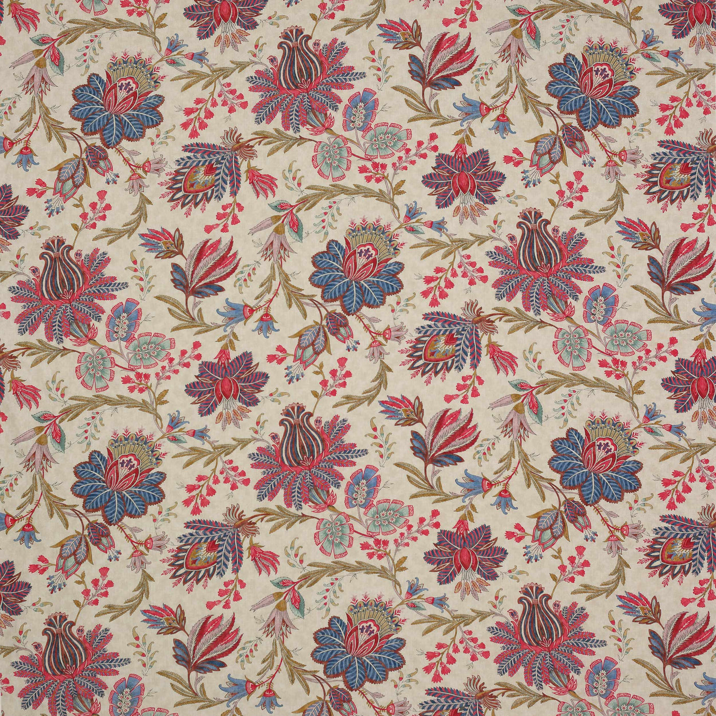 Casimir Red Blue — Colefax & Fowler tygprov