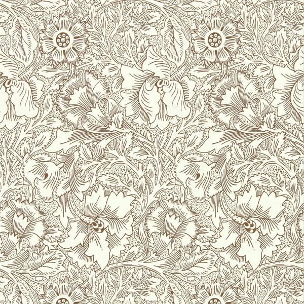 Morris & Co Tapet Poppy Tapetprov - Cream/Chocolate