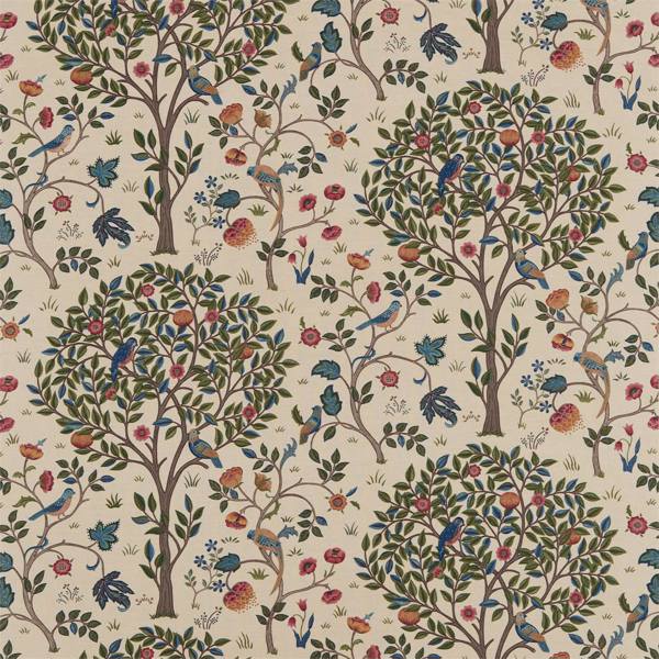 Morris & Co Tyg Kelmscott Tree — Compilation Fabric Tygprov - Woad/Wine