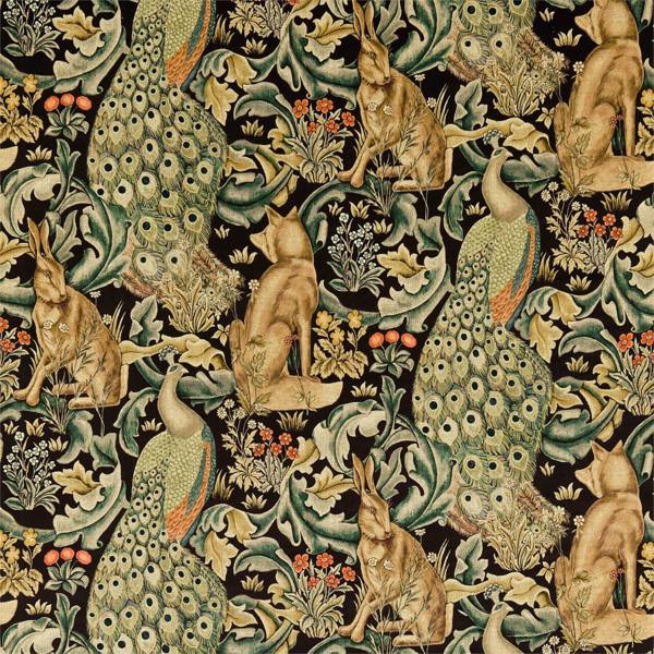 Morris & Co Tyg Forest — Compilation Fabric Tygprov - Charcoal