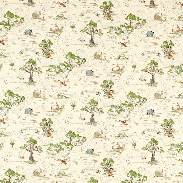 Sanderson Tygprov Hundred Acre Wood