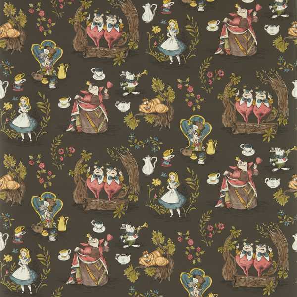 Sanderson Tapet Alice in Wonderland Tapetprov - Chocolate