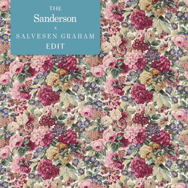 Sanderson Tyg Rose & Peony Tygprov - Red