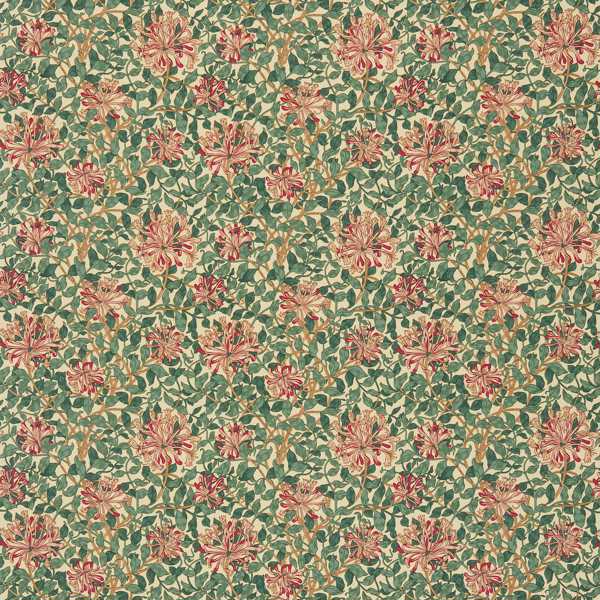Morris & Co Tyg Honeysuckle Tygprov - Cream/Wine