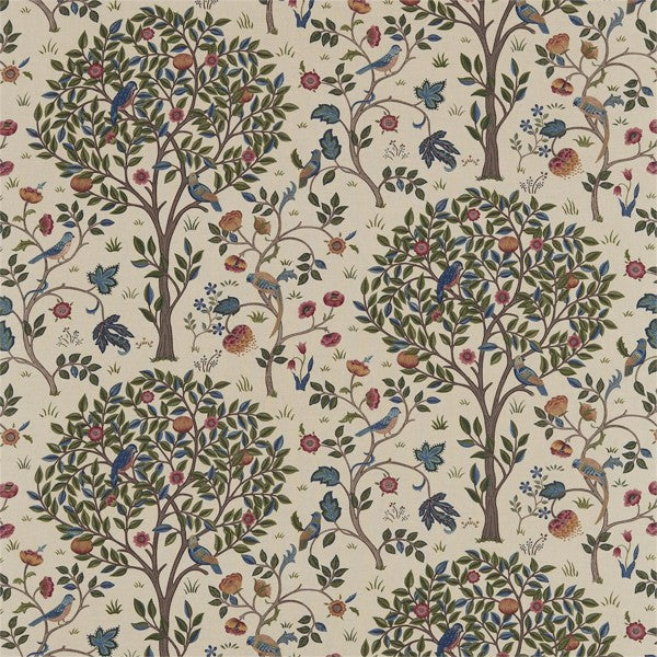 Morris & Co Tyg Kelmscott Tree Tygprov - Woad/Wine