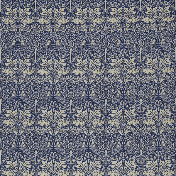 Morris & Co Tyg Brer Rabbit Tygprov - Indigo/Vellum