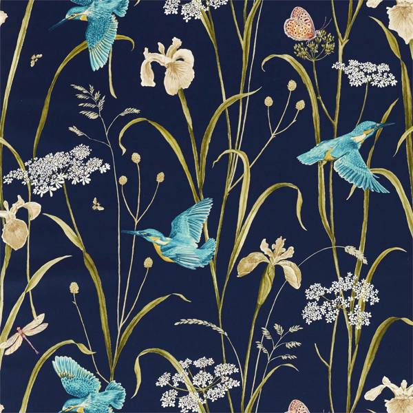 Sanderson Fabric Kingfisher &amp; Iris