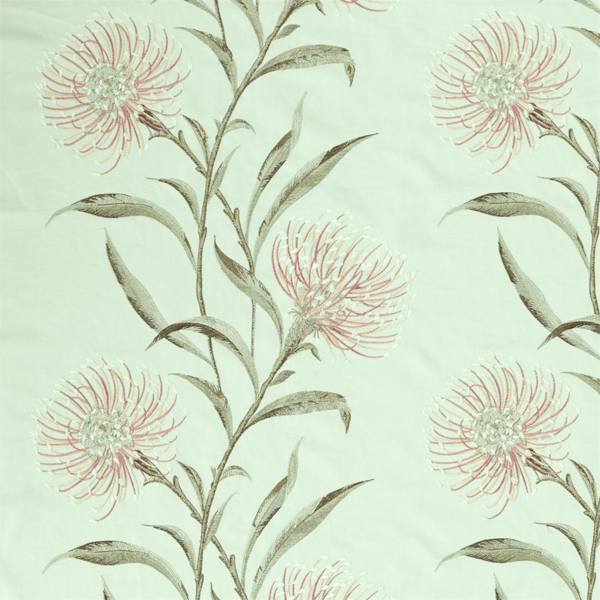 Catherinae Embroidery Silver Mint — Sanderson tygprov