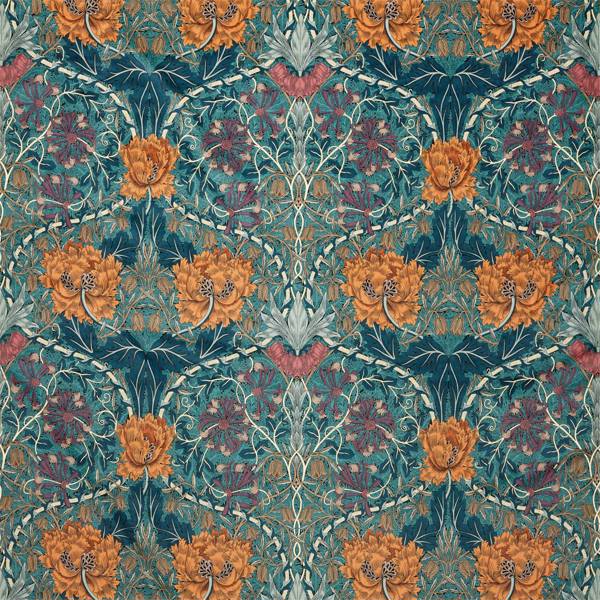 Honeysuckle and Tulip Velvet Woad Mulberry — Morris & Co tygprov