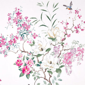 Sanderson Tygprov Magnolia & Blossom Cotton