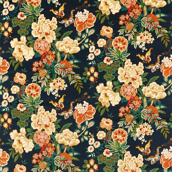 Emperor Peony Midnight/Apricot — Sanderson tygprov