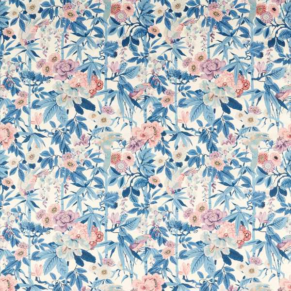 Bamboo & Bird China Blue /Lotus Pink — Sanderson tygprov