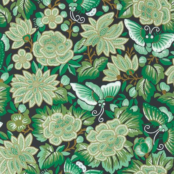 Sanderson Tapet Amara Butterfly Tapetprov - Emerald/Ink Black