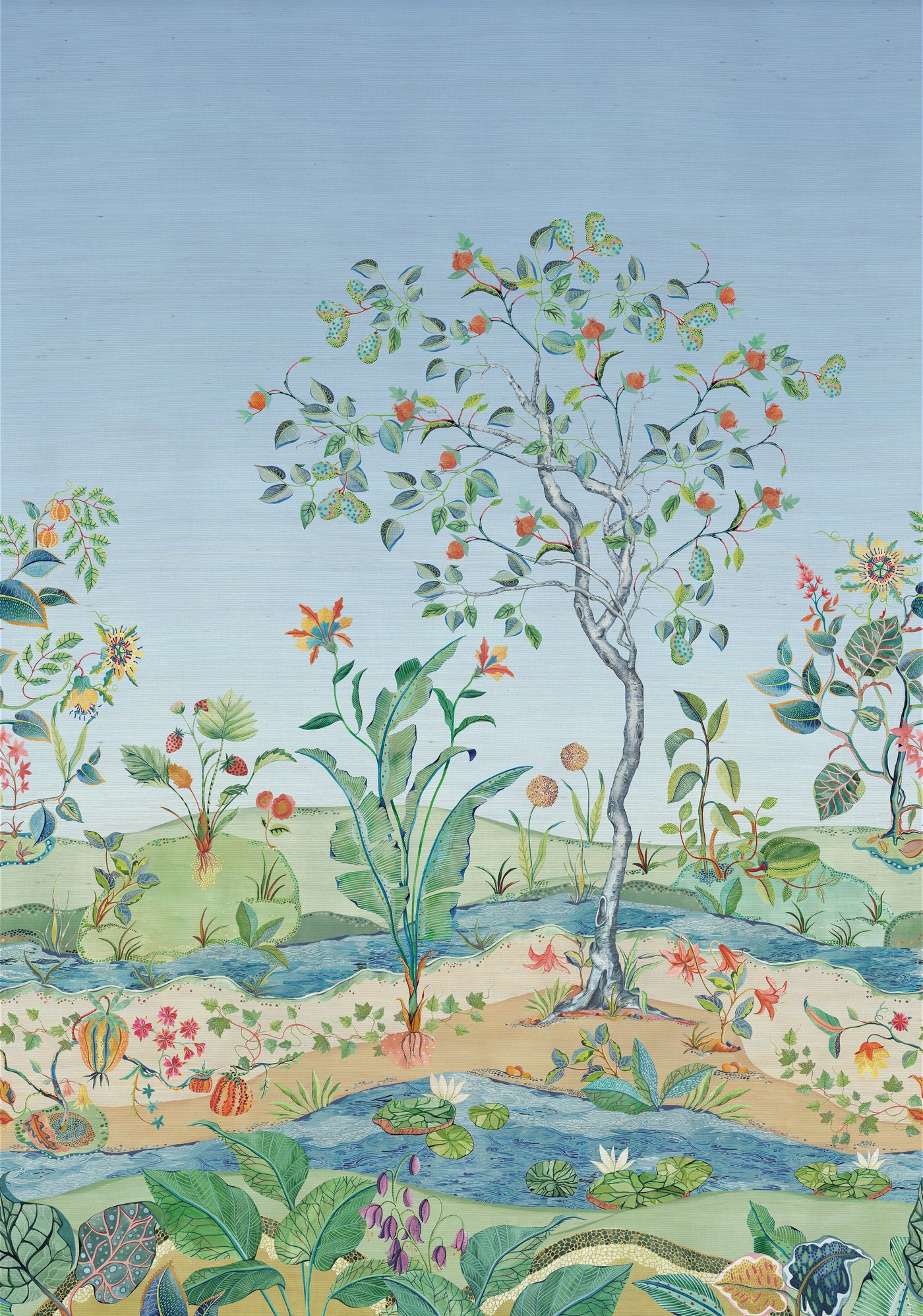 Mythica Mural Grasscloth Azure — Osborne & Little tapetprov