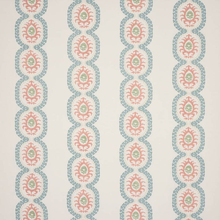 Aubrey Stripe Coral/Aqua — Colefax & Fowler tygprov