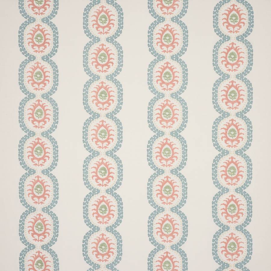 Aubrey Stripe Coral/Aqua — Colefax & Fowler tyg