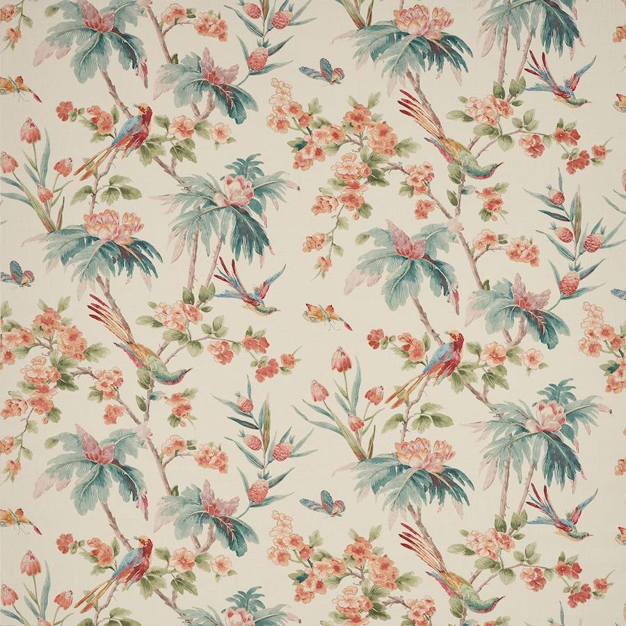 Palm Blossom Tomato/Teal — Colefax & Fowler tyg