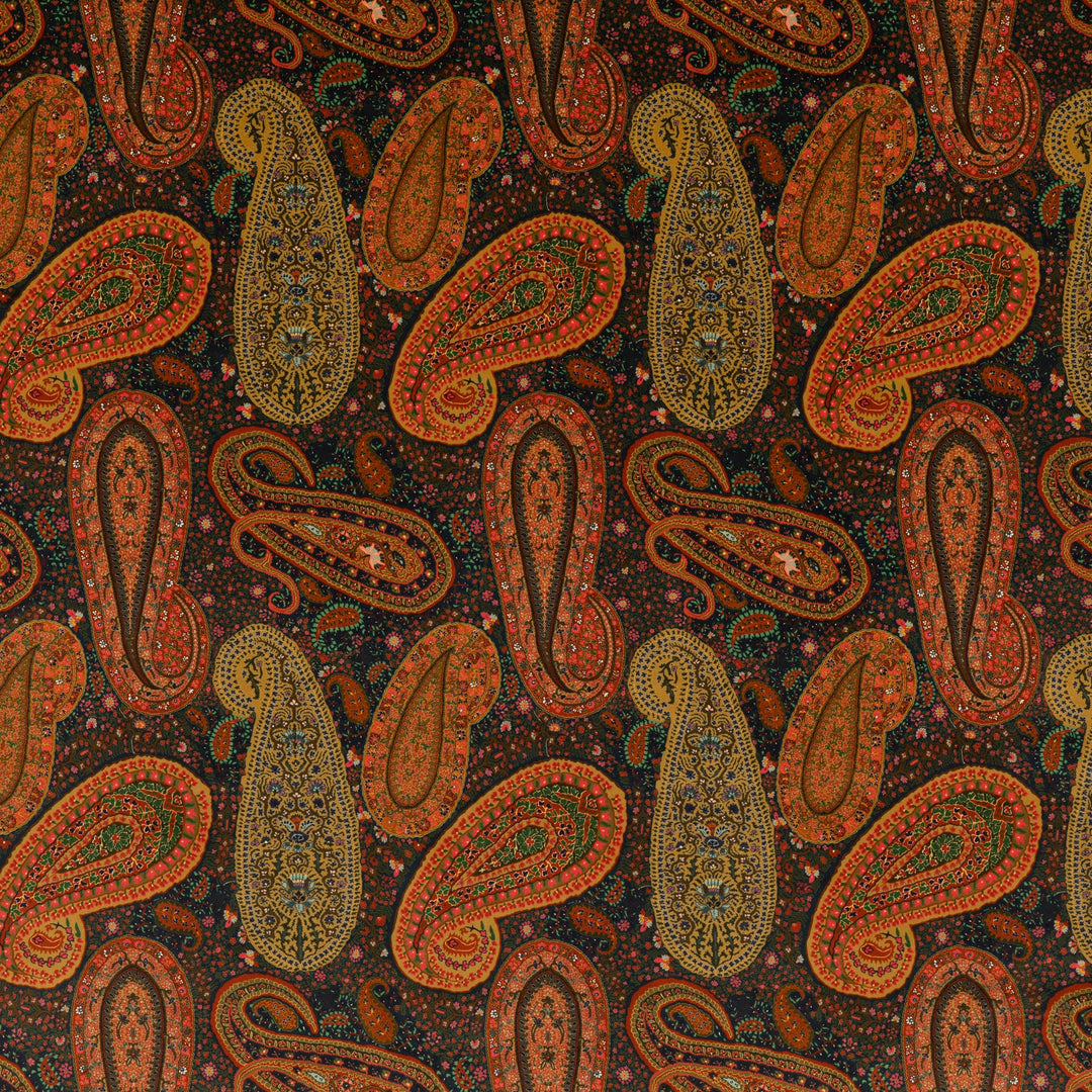 Peregrine Paisley Velvet H Tygprov - Teal/Red