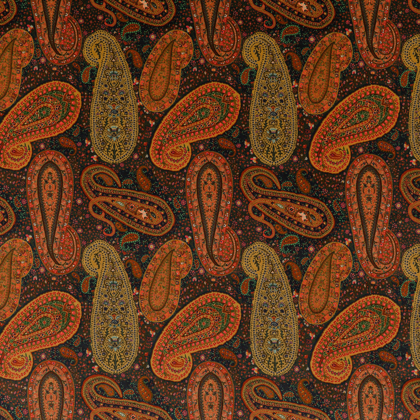 Peregrine Paisley Velvet H Tygprov - Teal/Red