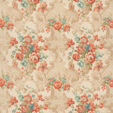 Floral Rococo H Red/Green tyg